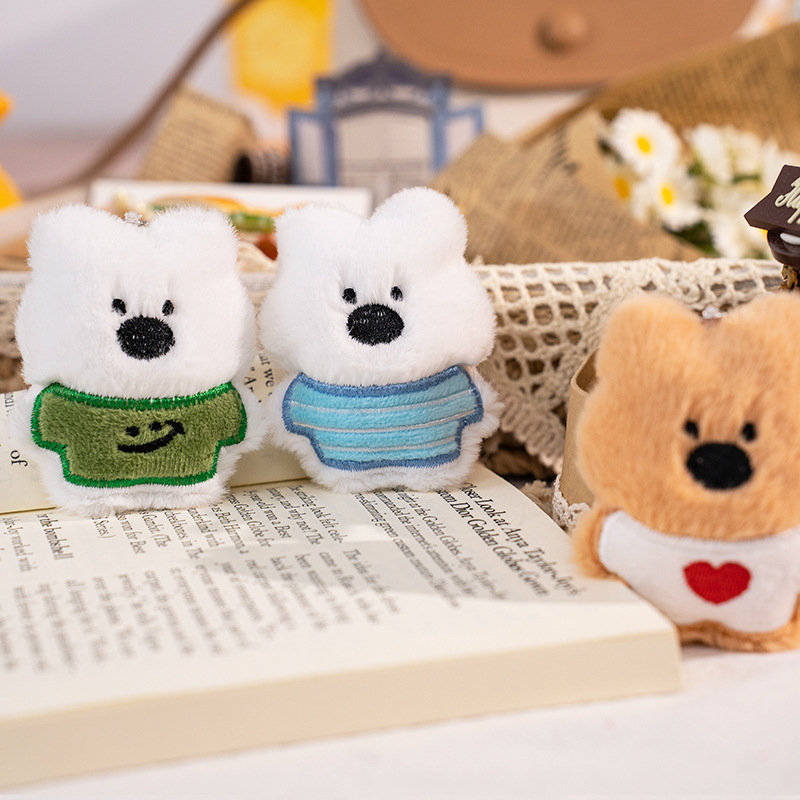 Picture of Bear Plush Doll Keychain Animal Cartoon West Highland Puppy Bag Decoration Pendant Brooch Keychain