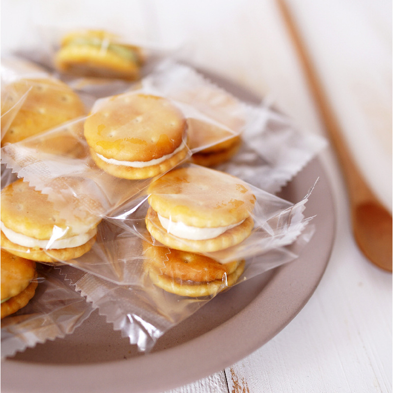 Mini Transparent Nougat Bag Small Snowflake Crisp Packaging Bag Button Biscuit Bag Candy Cookie Bag 100 Piece