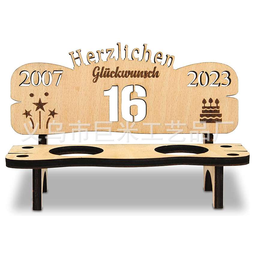 Picture of Creative Wooden Anniversary Wine Cup Holder Birthday Money Gift Ornaments One-Year Anniversary Cup Holder Home Decoration