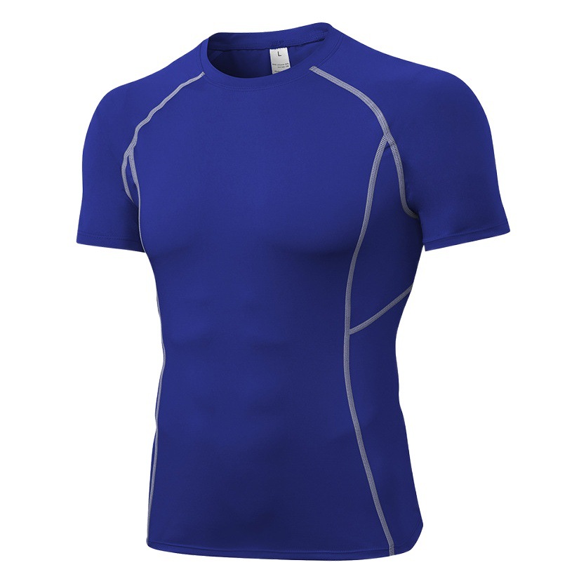 Men's Tight-Fitting Training Pro Short-Sleeved Fitness Sports T-Shirt Elastic Sweat-Wicking Quick-Drying Compression Shirt 1008 Breathable and Quick-Drying