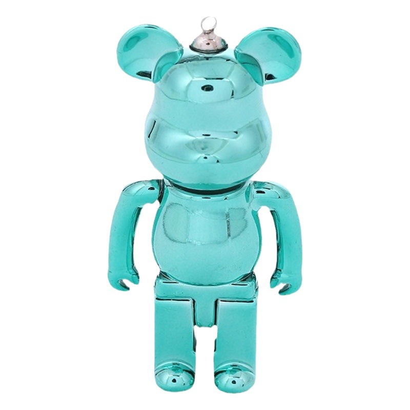 Bag Pendant Trendy Play Bear Acrylic Color Plated Cartoon Stitching Bear Metallic DIY Shoes Pendant Building Blocks Bear