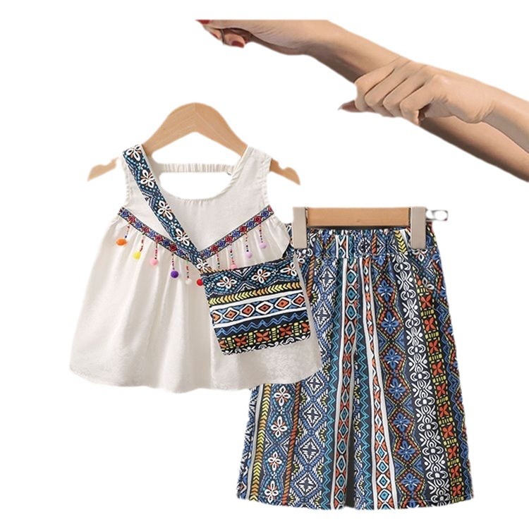 Picture of Girls' suit Dopamine Wear Western-style Summer Girls' Baby Girls' Thin Ethnic Fashionable Children's Internet-famous Cool Summer Dress