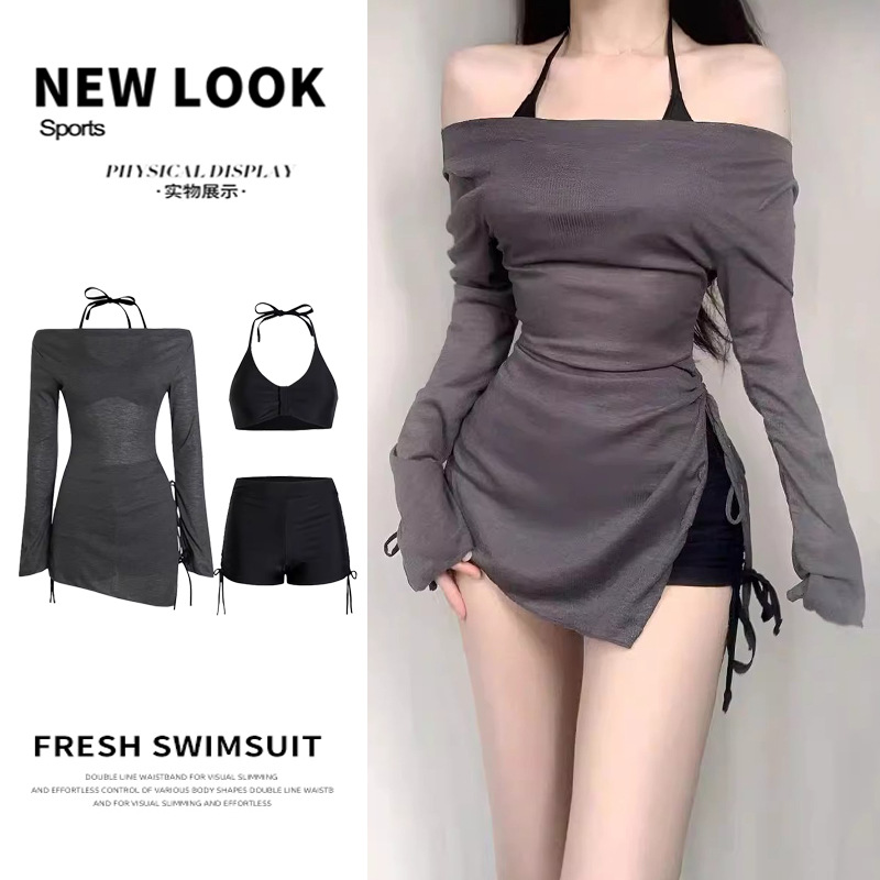 Swimsuit Women's Split Bikini Three-Piece Slimming Sexy Small Chest Push-up 2025 New Hot Spring Blouse Pure Desire