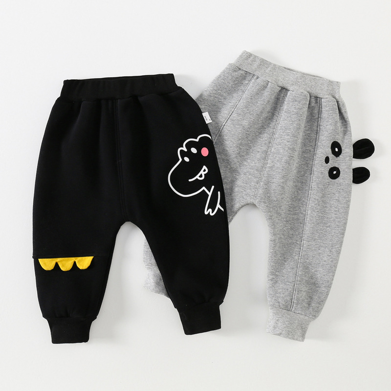 Baby thickened pants winter boys' casual pants fleece-lined infant trousers baby girls' butt pants winter fashion