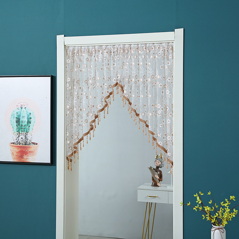 Picture of American Style Light Luxury Pendant Gauze Curtain Non-perforated Door Curtain Embroidered Half Triangle Curtain New Style Bedroom Entrance Partition Decoration