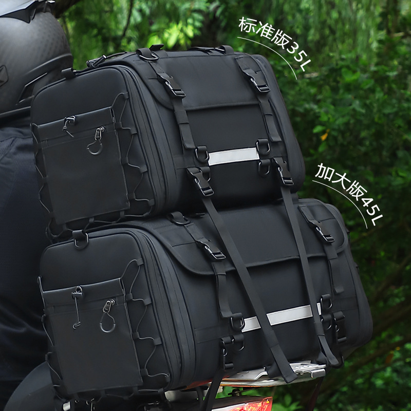 New Large-Capacity Motorcycle Rear Rack Bag, Long-Distance Travel Bag, Motorcycle Travel Equipment, Expandable Motorcycle Rear Seat Bag