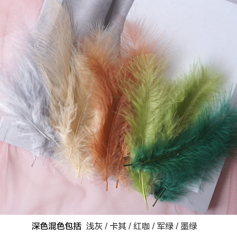 Picture of Colorful Turkey Hair Pointed Tail Velvet Dream Catcher Material Wave Ball Gift Box Filler Shooting Props Feather Decoration
