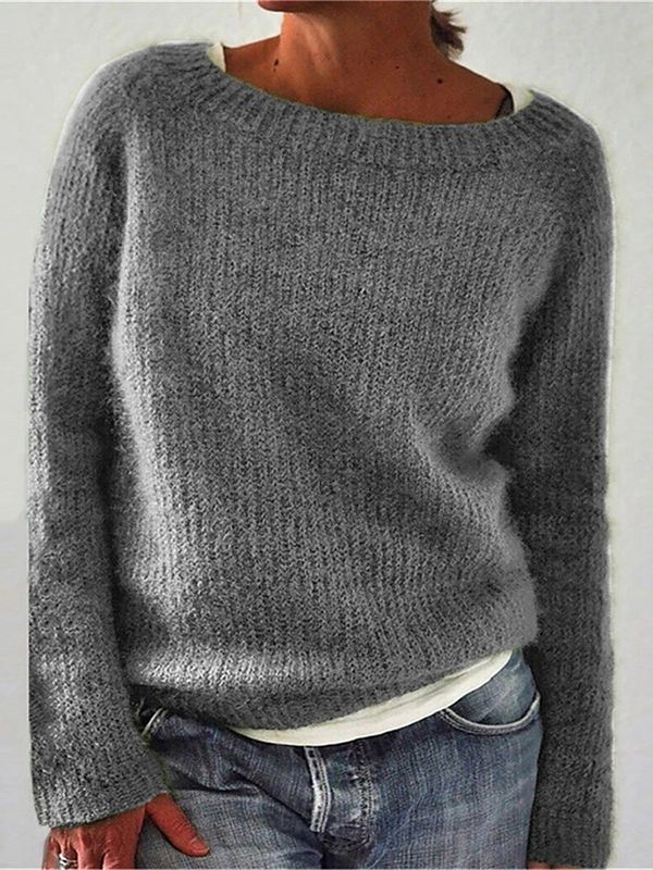 Picture of 2024 Amazon New Sweater Women's Solid Color Quiet Basic Sweater Sweater Round Neck Fashionable and Easiest for Match