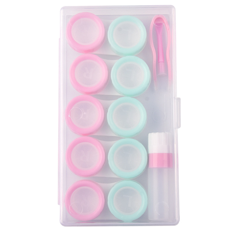 Picture of Macaron Five-Pack Contact Lens Case, Contact Lens Storage Box, Pp Box Set, Display Box with Clip, Tweezers Bottle