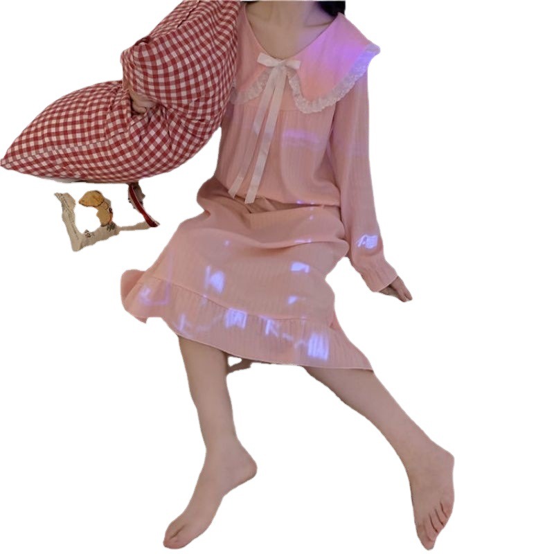 Spring and Autumn Princess Style Long Women's Nightgown Pajamas Princess Style Doll Collar Long-sleeved Home Clothes Cross-border pajama