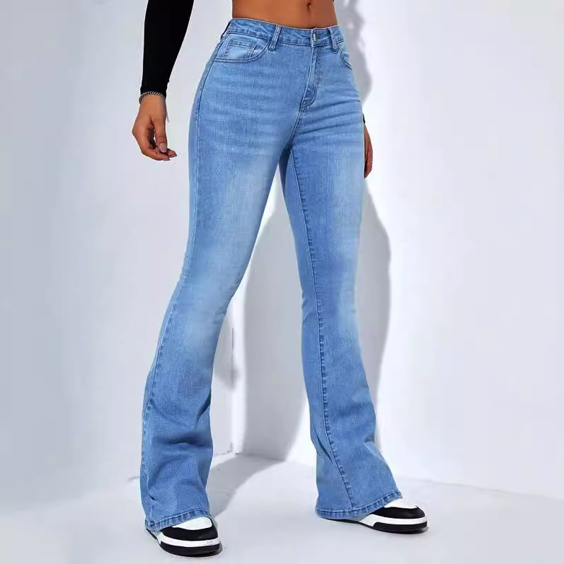 Man16 European and American Cross-Border 2024 Amazon High-Waisted Straight Jeans Slim Fit Versatile Stretch Bootcut Pants