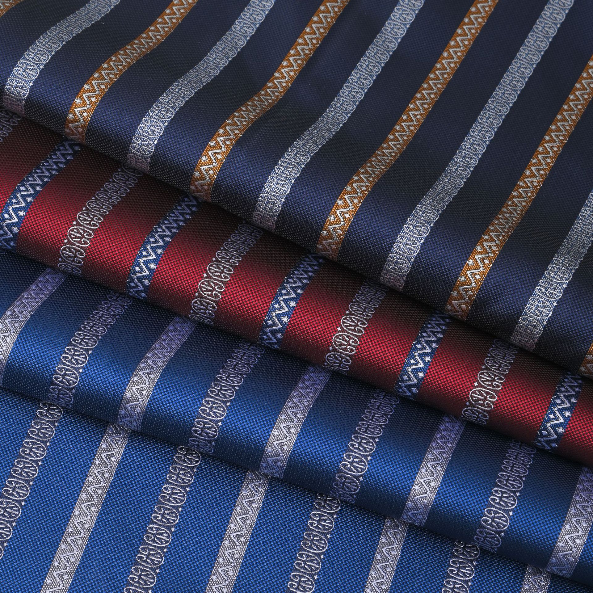 High-End Boutique Ethnic Style Jacquard Fabric Classy Blue and Red Geometric Stripesd Fabric Cheongsam Dress DIY Fabric