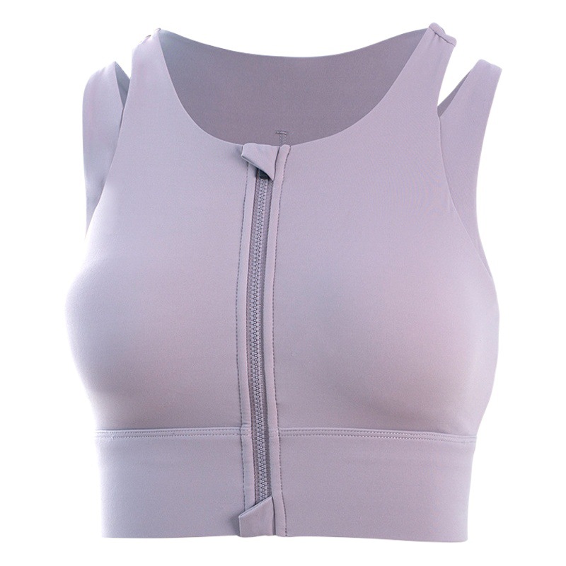 Fitness bra women's front zipper high-strength sports underwear shockproof anti-sagging accessory milk running yoga bra