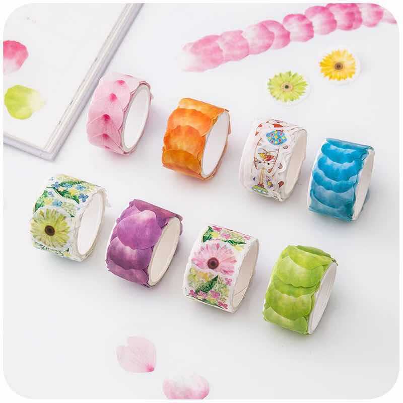 Cartoon small petals tape hand account watercolor flowers Japanese DIY petals and paper tape random mix