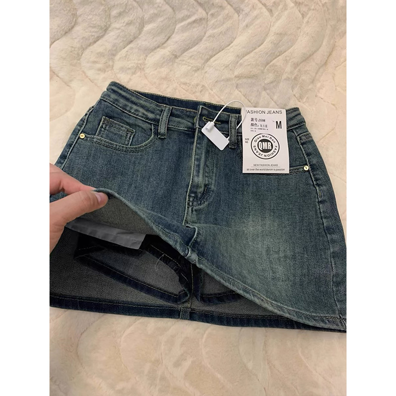 Korean Style High Waist Exposed Leg A- line Short Skirt 2024 Summer New Style Hot Girl Style Sexy Simple All-match Anti-glare Short Skirt