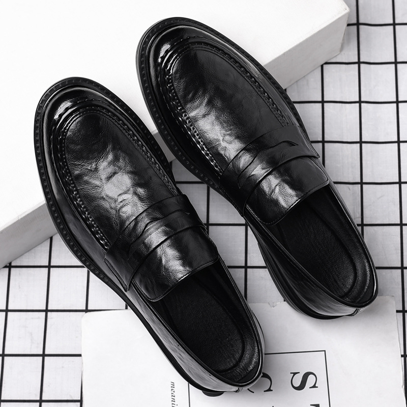 Men's 6cm Foot Men's Shoes One Pedal Low-top Increased Business Casual Leather Shoes Doug Shoes Men's One Piece Hair
