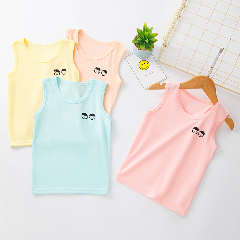 Picture of New Children's I-shaped Vest Cotton Casual Base Shirt Sweat-absorbent Solid Color Children's Multi-color Vest for Summer