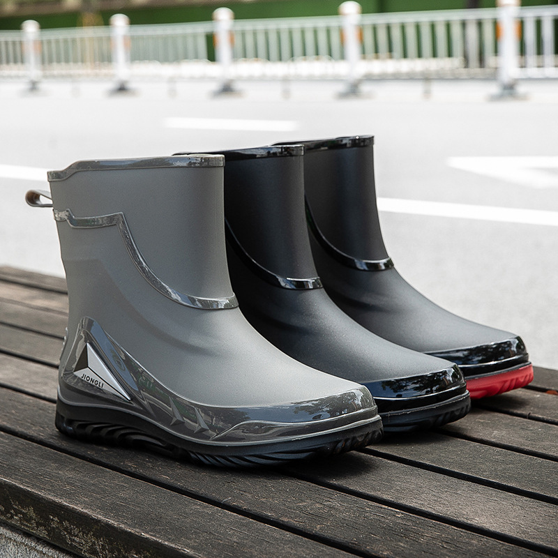 Fashion men's rain boots non-slip water shoes waterproof rain boots short tube Korean kitchen fishing work export foreign trade cross-border