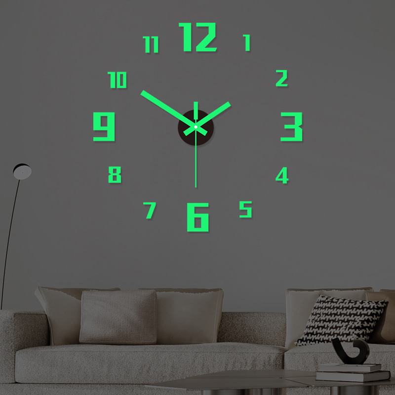 Nordic simple creative acrylic luminous wall clock diy living room bedroom mute clock mirror wall sticker decorative clock