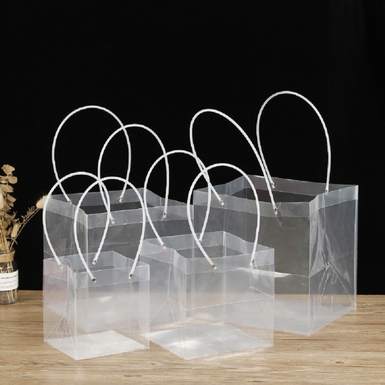 Transparent gift bag square handbag pp plastic gift box packaging bag cake bag gift packaging bag