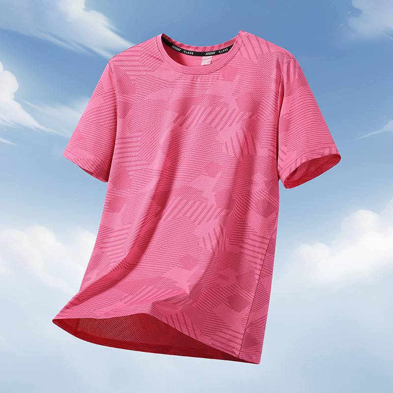 Ice Silk Short-Sleeved T-Shirt for Men and Women in Summer, Thin, Breathable, Quick-Drying, Large Size, Plus Fat, Loose Half-Sleeved T-Shirt, Sporty and Cool