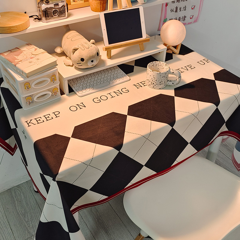 Picture of Checkerboard Tablecloth Ins Style Popular Photo Student Desk Dormitory Decoration Coffee Table Dustproof Picnic Stall Cloth