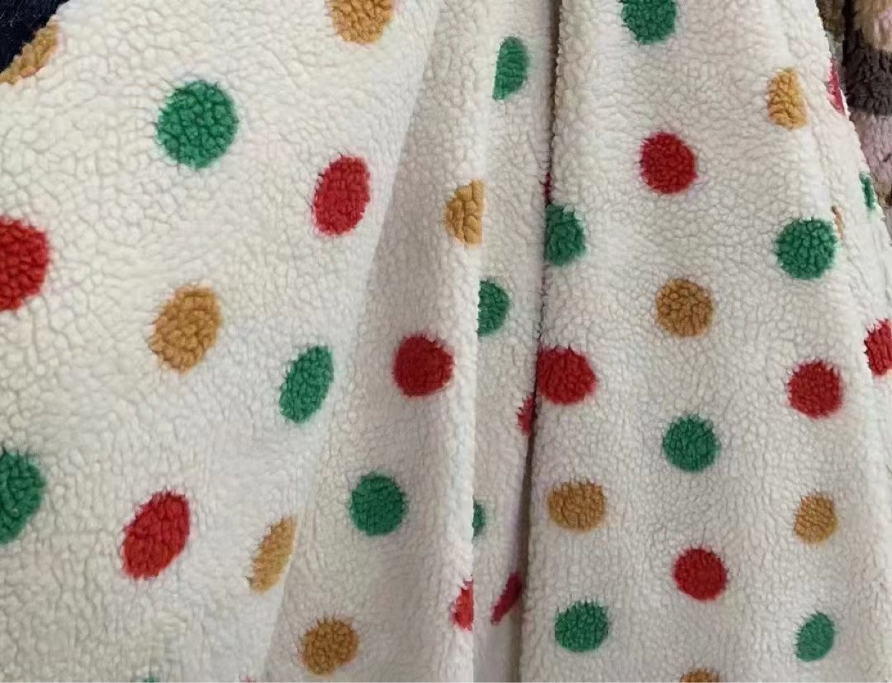Manufacturer's Spot Four-color Jacquard Dot Lamb Wool Granular Cashmere Plush Kidsren's Clothing Shoes Clothing Home Textile Fabric