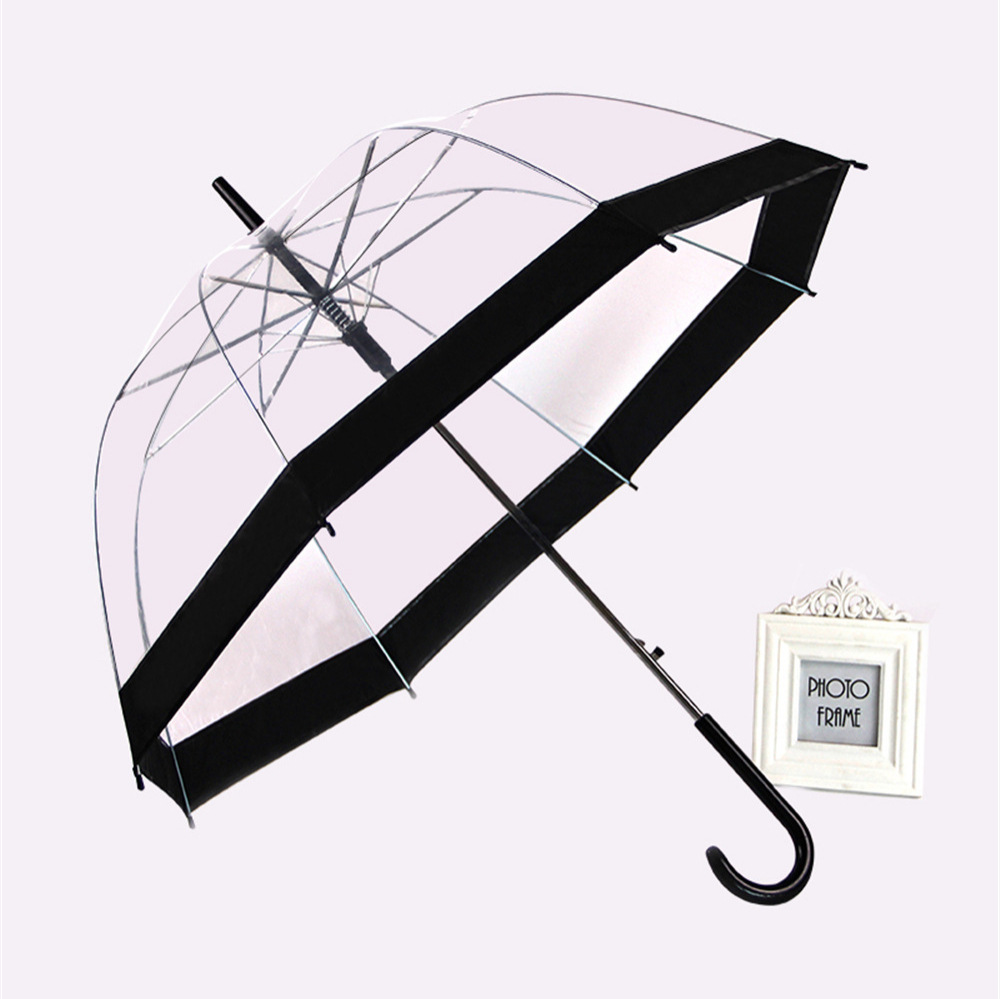 Picture of Korean Style Building Arched Apollo Princess Transparent Umbrella Umbrella Semi-automatic Creative Curved Hook Straight Long Handle Umbrella