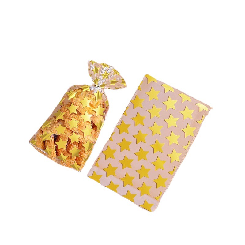 Factory wholesale OPP flat transparent plastic bag three-dimensional bag wave point golden candy baking biscuit packaging bag