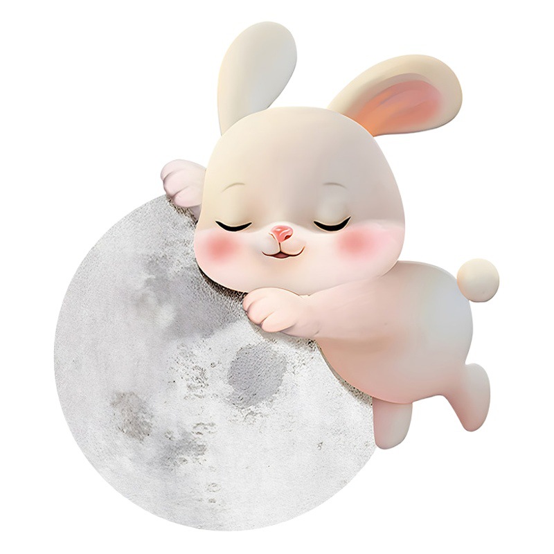 Cartoon modern bedroom decorative painting high-grade rabbit master bedroom room bedside background wall hanging painting LED light mural