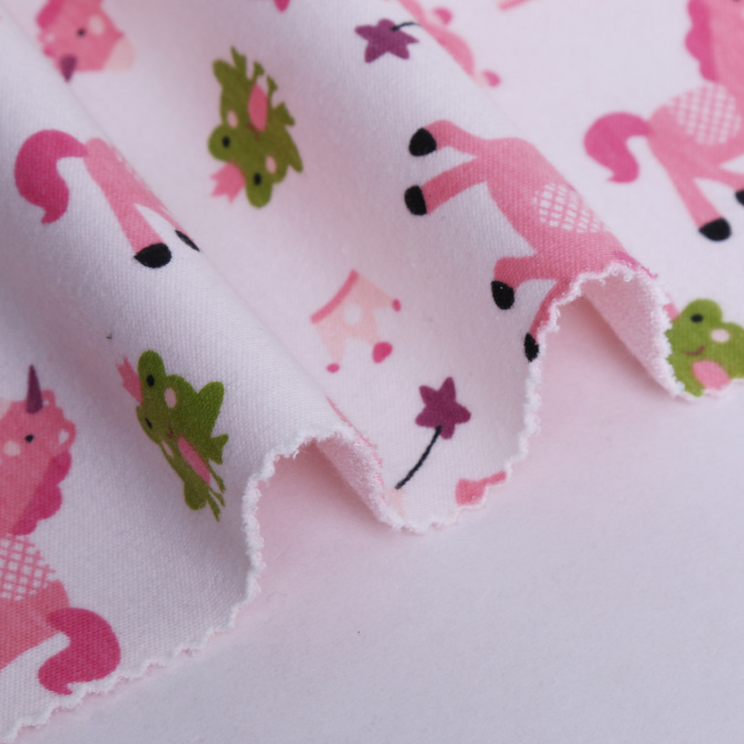 Picture of 40s Cartoon Knitted Printed Fabric in stock Supply Cotton Wool Fabric Cotton Printed Composite Bamboo Fiber Diaphragm Pad