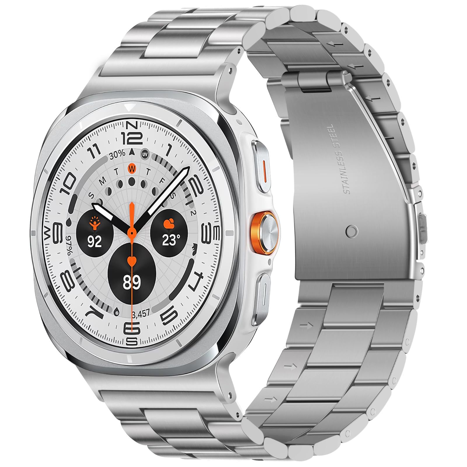 Picture of Suitable for Samsung Galaxy Watch8 Stainless Steel Metal Three-Bead Business Strap Samsung Ultra Strap