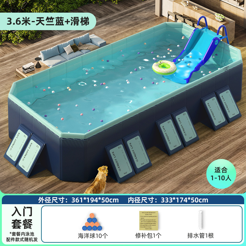Picture of Circle Qi Swimming Pool Thickened Wear-resistant Inflatable Swimming Pool Outdoor Non-inflatable Foldable Paddling Pool Children's Household Pool