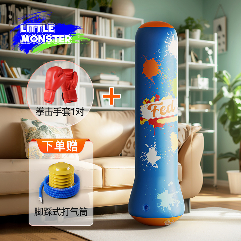 Picture of Children's Inflatable Boxing Column Tumbler Sandbag Sanda Taekwondo Household Kidsren's Fitness Sports Boxing Sandbag