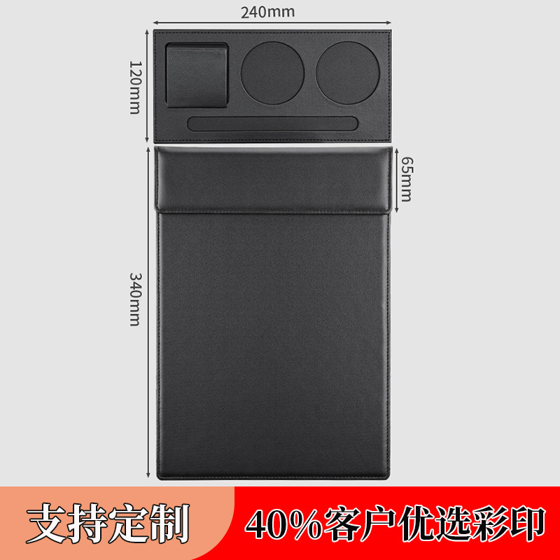 Picture of Leather A4 Conference Pad Board Black File Pad Board Hotel Conference Pad Notes Clip Writing Board Business Office
