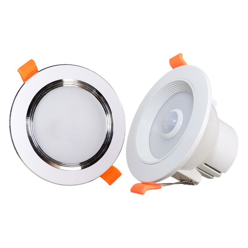 Human body induction downlight embedded induction light hotel corridor ceiling barrel light voice control infrared radar induction downlight