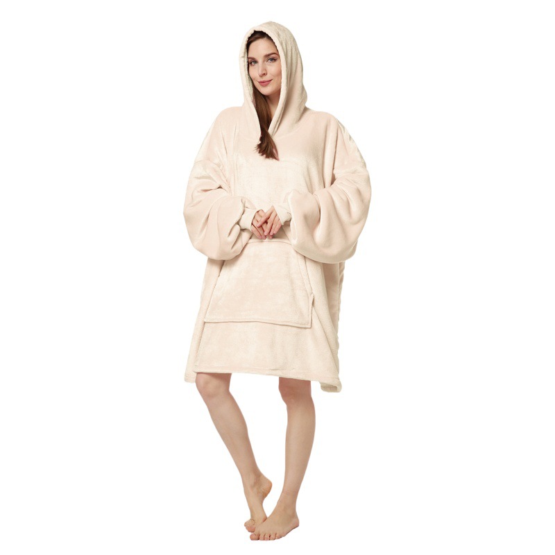 Lazy Clothing Cross-border Solid Color Large Size Sweatshirt Couple Thickened Cold-proof Clothing Warm Hooded Outer Wear Pajamas Home Clothes