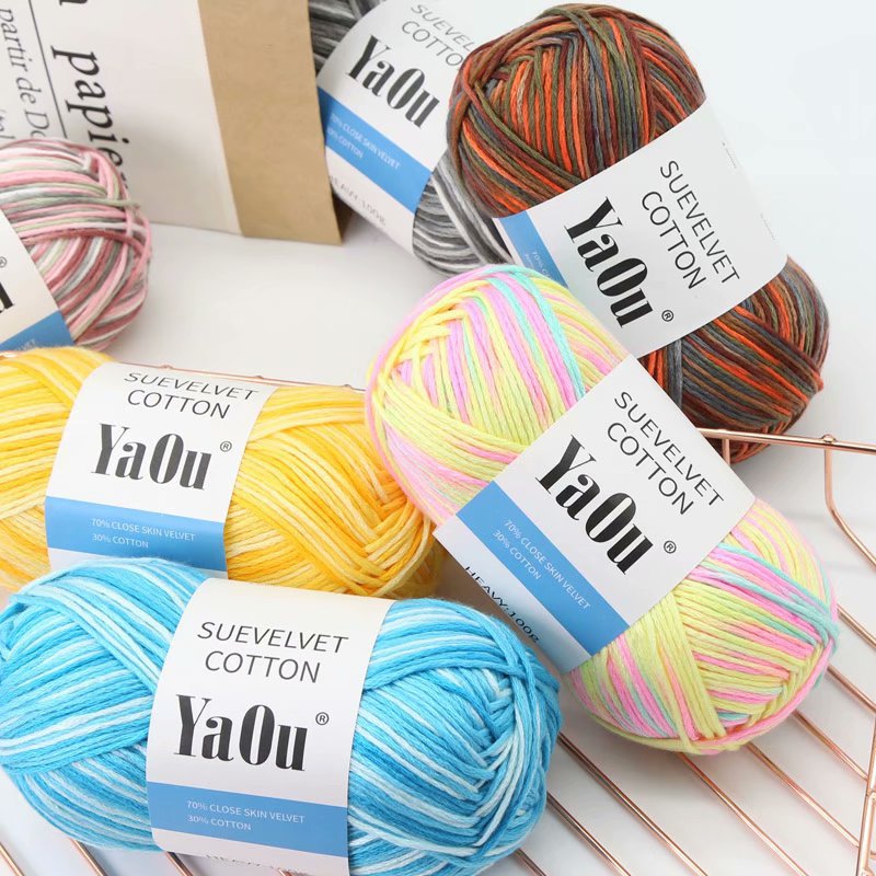 Picture of Su velvet silk colored cotton hand-woven baby/baby wool diy hand-knitted/section dyed thin scarf stick needle thread