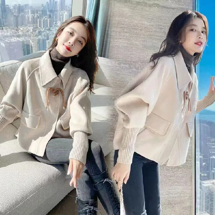 Picture of 2022 New woolen coat women's autumn and winter New Korean fashion loose good short woolen coat trench coat