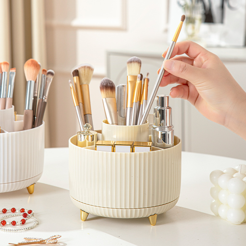 Desktop Rotating Makeup Brush Storage Tube Cosmetics Storage Rack Desktop Dressing Table Eye Shadow Brush Lipstick Box Pen Holder