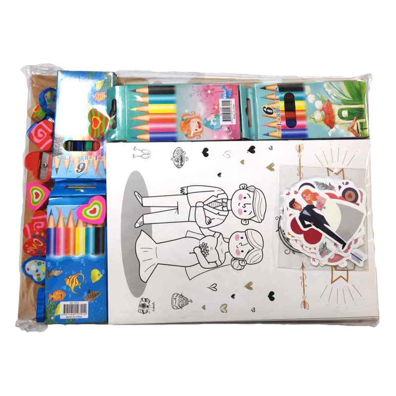 Cross-Border German Wedding Coloring Book for Kidsren DIY Wedding Event Coloring Book with Pen Coloring Book Handbook Set
