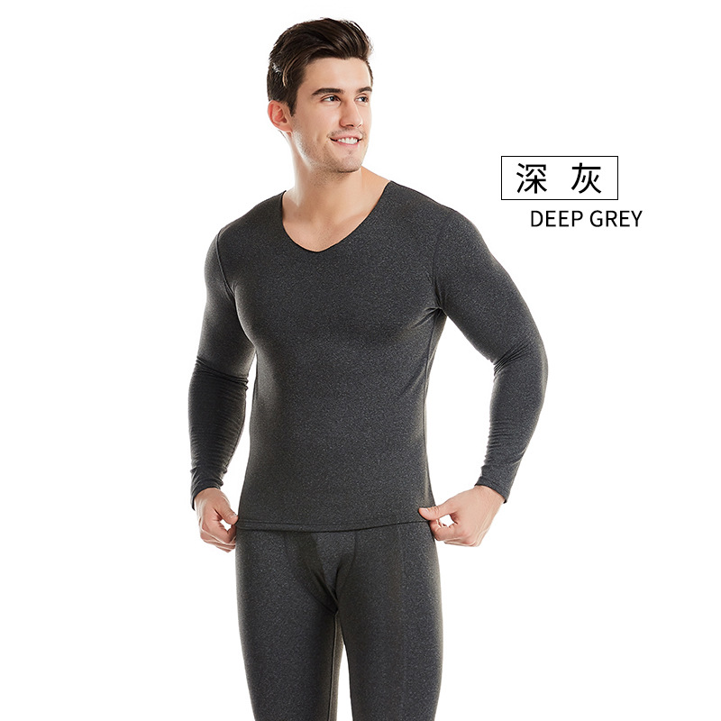 Picture of Cationic Men's Thermal Underwear Slim-Fit V-Neck Autumn Clothes and Pants suit Hot Fiber Men's Thermal Underwear