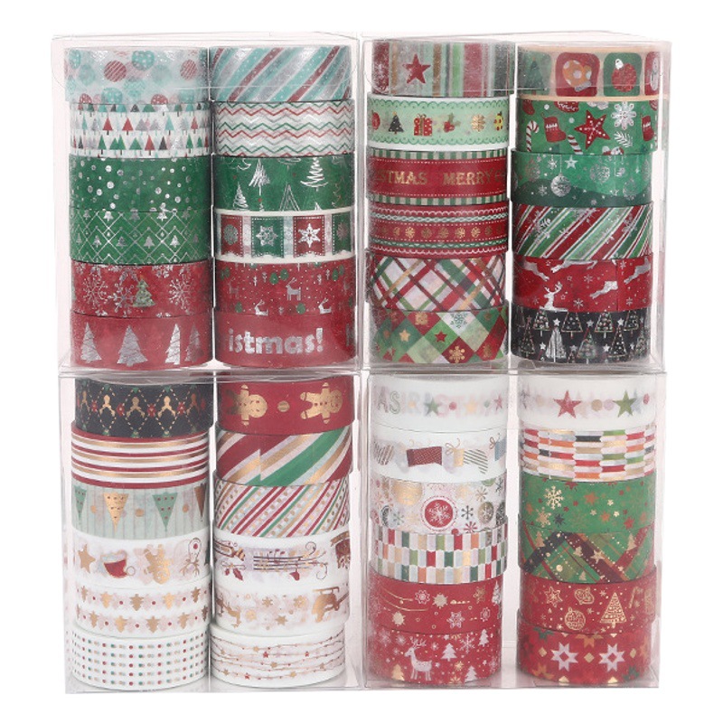 Cross-border wholesale Christmas and paper tape multi-style DIY hand account decoration props material European and American Christmas stickers
