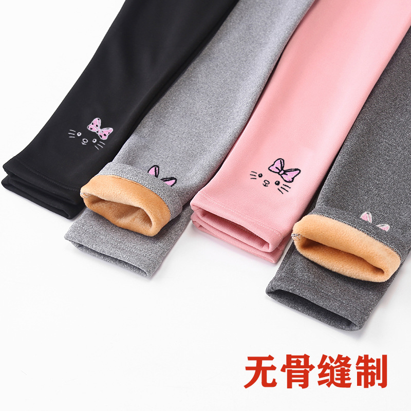 Picture of Autumn and winter Korean girls' leggings plus velvet padded boneless sewing rubber band mid-waist pants wholesale generation