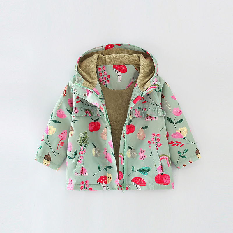 Picture of malwee autumn European and American small and medium-sized children's children's clothing coat baby trench coat long sleeve hooded zipper shirt top