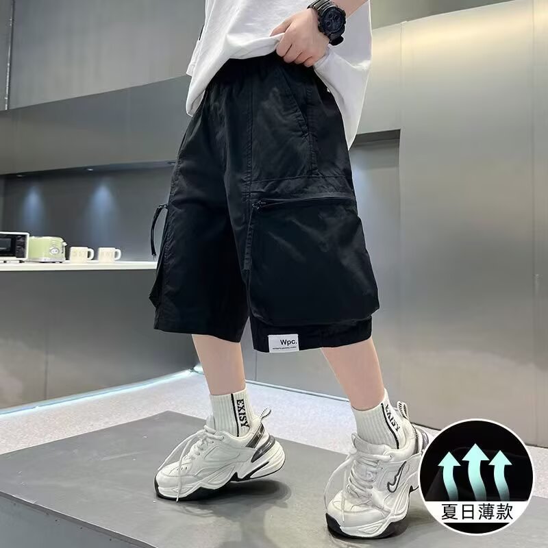 Children's workwear shorts Summer 2024 New Boys' children's clothing fashion brand boys' pants middle and big children's summer clothes hip hop fashion