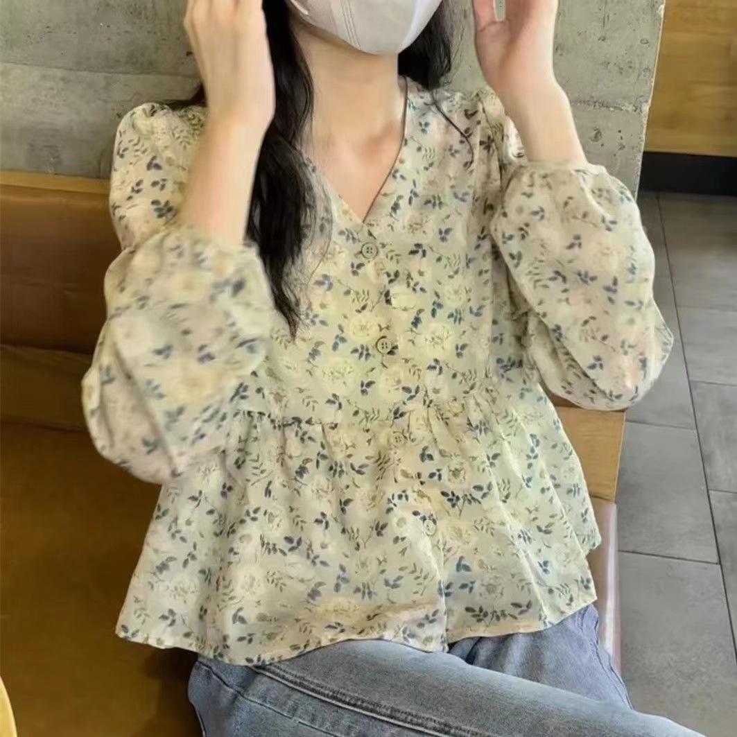 Chiffon Shirt Women's Spring and Autumn 2023 New Design Sense Niche Fashion Stylish Shirt Long Sleeve Floral Top Women