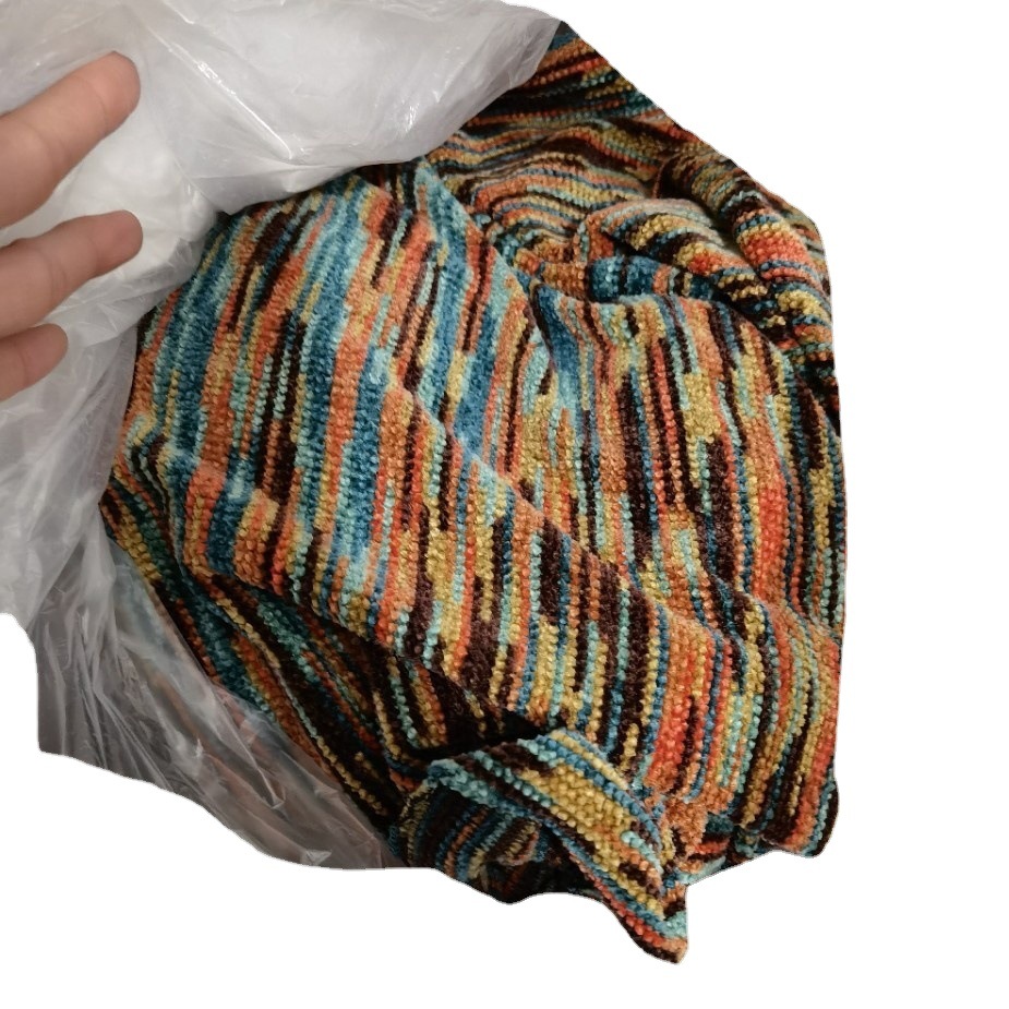 Preferential segment dyed knitted chenille sliver fabric polyester multicolored thick needle yarn-dyed sweatshirt lambskin fabric