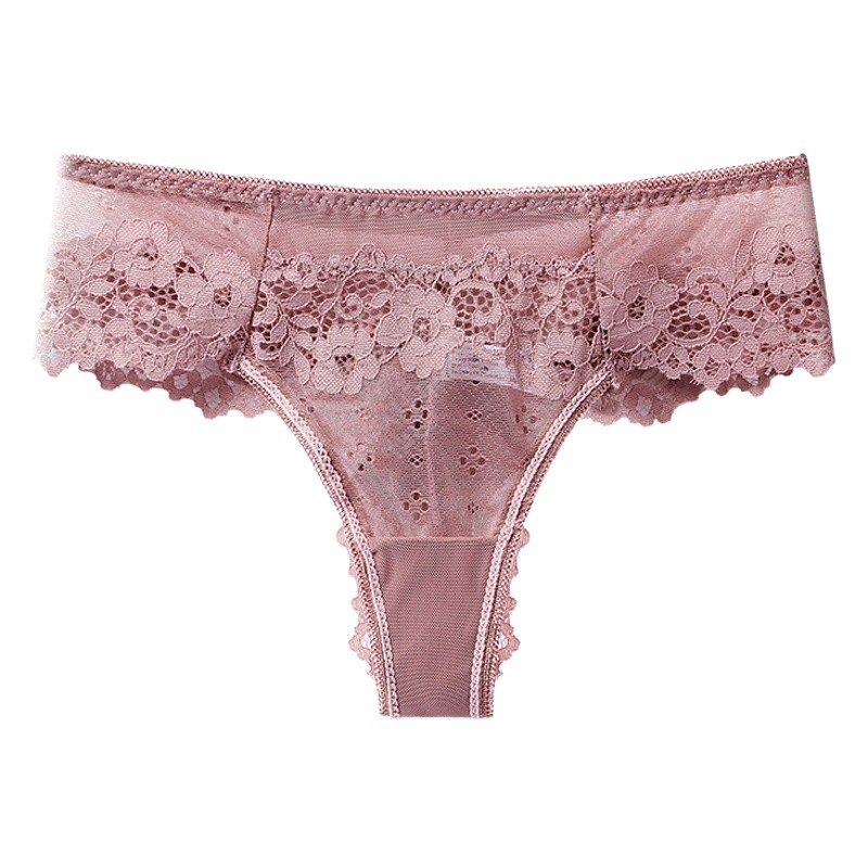 Cross-border foreign trade European and American women's thong lace sexy transparent hollow seamless pure desire plus size T pants underwear women