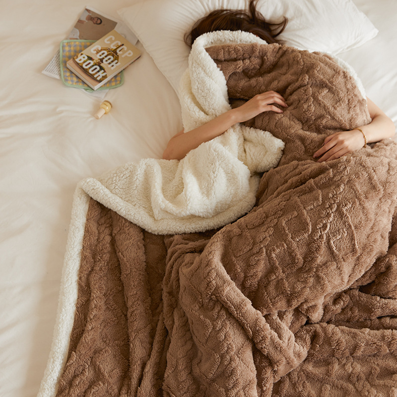 Lamb fleece autumn and winter blanket dormitory sofa warm fleece blanket nap comfortable double lamb simple girl cotton